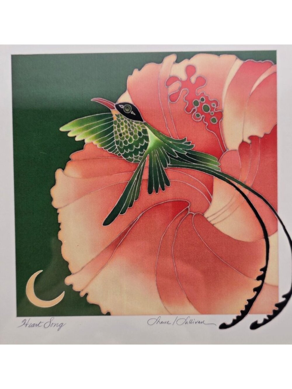 Heart Song Hummingbird Art Print By Sybil Shane Studios Framed 9"x9" Matted